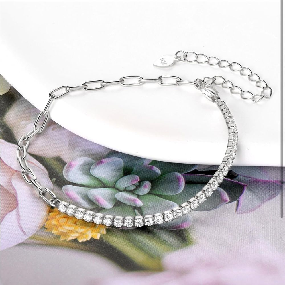 14k Diamond Chain Bracelet Trendy Elegance - Picture 8 of 11